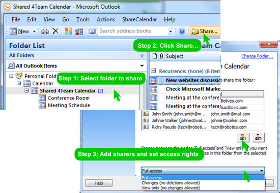 Partagez les calendriers de Microsoft Outlook sans serveur.